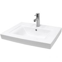 Ecd Germany Waschbecken Waschtisch 605x465x160 Mm Keramik Weiß Inkl Ablaufgarnitur Mit Überlauf Einbaubecken Einbauwaschbecken Handwaschbecken 