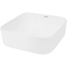 Waschbecken Waschtisch Keramik 390x390x140 mm Weiß inkl. Ablaufgarnitur für Waschbecken ohne Überlauf Aufsatzbecken Aufsatzwaschbecken