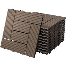 Ecd Germany - wpc Carreaux de Terrasse 30x30 cm - 22 Pièces par 2m² - avec Aspect Mosaïque - Marron Foncé - Dalles avec Système de Drainage - pour