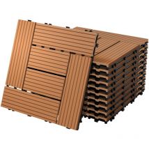 Ecd Germany - wpc Carreaux de Terrasse 30x30 cm - 33 Pièces par 3m² - avec Aspect Mosaïque - Marron Clair - Dalles avec Système de Drainage - pour