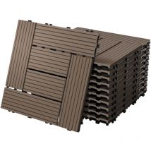 Ecd Germany - wpc Carreaux de Terrasse 30x30 cm - 44 Pièces par 4m² - avec Aspect Mosaïque - Marron Foncé - Dalles avec Système de Drainage - pour