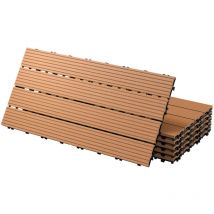 Ecd Germany Wpc Terrassenfliesen 60x30 Cm/12 Stück=2m², Hellbraun, Geriffelt, Holzoptik, Bodenbelag Mit Klicksystem Und Drainage, Terrassendielen 
