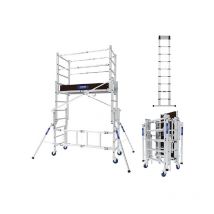 Echafaudage roulant pliant - Hauteur max. de travail 3.80m + Echelle télescopique 3.80m - 22407420/TEL-20138