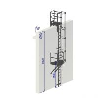 Echelle a crinoline hauteur 6 mètres avec acrotere en iso 14 122-4