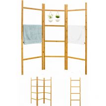 Dunedesign - Echelle Bambou Salle de Bain - 180x180 Porte-Serviettes Sur Pied Etagere Echelle