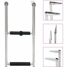 Echelle d'embarquement pliable 2 marches – Acier inoxydable – Longueur : 28,3 cm – Hauteur dépliée : 59,6 cm – YOUTHUP