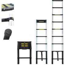 Escalera telescópica 2,6m TELESCOO9, Aluminio, Plegable, Extensible, Altura max de trabajo 3,5m, Norma EN131, 5 años de garantía, Hostrom