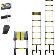 Escalera telescópica 2,9m TELESCOO10, Aluminio, Plegable, Extensible, Altura max de trabajo 3,8m, Norma EN131, 5 años de garantía, Hostrom