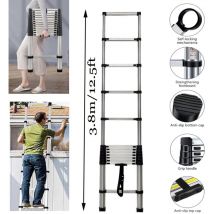 Dayplus - Echelle télescopique 3.8m Echelle Loft extensible, Escabeau pliant Antidérapant