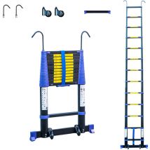 Teleskopleiter 3,8m TELESCOVA12+, Aluminium, Faltbar, Ausziehbar, Multifunktion, Maximale Arbeitshöhe 4,7m, Abnehmbare Haken, 5 Jahre Garantie