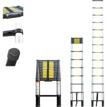 Escalera telescópica 4,1m TELESCOO14, Aluminio, Plegable, Extensible, Altura max de trabajo 5m, Norma EN131, 5 años de garantía, Hostrom