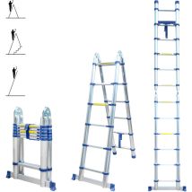 Scala telescopica articolata in alluminio 3,8 m (1,9 + 1,9) Stempakt Hostrom, leggera, compatta e pieghevole, altezza di lavoro massima 4,7m, carico