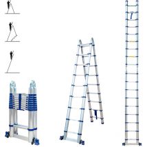 Scala telescopica articolata in alluminio 5,6m (2,8 + 2,8) Stempakt Hostrom, leggera, compatta e pieghevole, altezza di lavoro massima 6,5m, carico