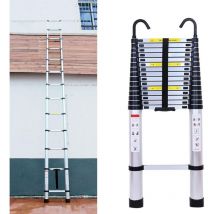 Chelle télescopique extensible de 4,4 m avec 2 crochets, loft robuste en aluminium, marche multi-usages 15 échelons, charge maximale 150 kg EN131,