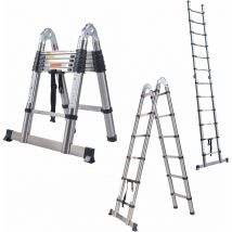 Chelle télescopique extensible max. Capacité de 150 kg-Échelle de grenier - 3,8m(1,9 m + 1,9 m)