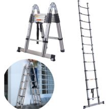 Chelle télescopique extensible max. Capacité de 150 kg - Échelle portative multifonction avec cadre a - Échelle de grenier - 1,9 m + 1,9 m - Pour la