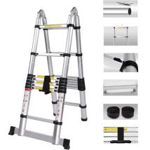 Jn.songs - chelle TéLescopique Marchepieds Escamotables avec Stabilisateur Ladder Pliable et Déployable Charge Maximale : 150KG - 3,2 (1,6M + 1,6M)