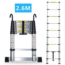 Secury-t - Echelle télescopique aluminium 9 marches h 2,6M avec crochets démontables et barre stabilisatrice