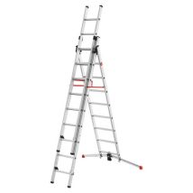 Hailo - Echelle 3 Plans Profilot Transformable 3x9 Marches Alu, 6,60m, Rattrapage De Niveau 15cm En Pente, Position Escabeau Et Escalier, Usage 