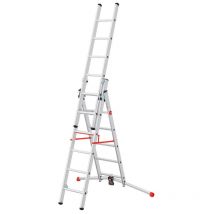 Echelle transformable pro 3 plans 3x6 échelons 3,8m/4,7m en aluminium Hailo ProfiLot