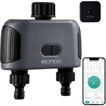 Dualer Bewässerungscomputer mit wlan und Gateway Alexa, Google Assistant WiFi Bewässerungssystem Garten Zeitschaltuhr Bewässerungstimer