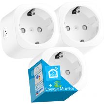 Echos - Smart wlan Steckdose 3er Pack Sprachsteuerung mit Alexa u. Google Home App-gesteuert Smart Home Steckdose Mit Kindersicherung Fernsteuerung