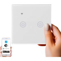 Echos - Wlan Smart Touch Lichtschalter Glas 2.4GHz TouchSchalter Smart Life App Alexa und Google Home 2 Schaltausgänge
