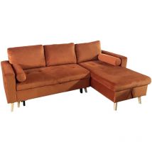 Eck-Couchgarnitur james 3-Sitzer in Velours Terracotta