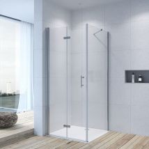 Eck-Duschkabine Eckdusche Glasdusche faltbar Duschtür Falttür mit Seitenwand 100x90x197cm ESG-Sicherheitsglas Klarglas 6 mm inkl.