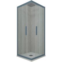 Eck-Duschkabine in pvc 110x110 Klarglas Marineblau Kolors