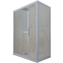 Forte - Eck-Duschkabine in pvc 70x170 Klarglas Vintage-Blau Deco Duo