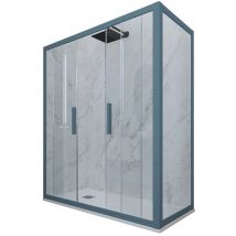 Eck-duschkabine In Pvc 75x140 Klarglas Marineblau Glam Duo