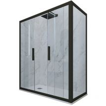 Forte - Eck-Duschkabine in pvc 75x150 Klarglas Matt-Schwarz Glam Duo