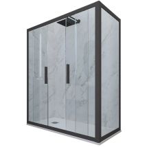 Eck-duschkabine In Pvc 80x140 Klarglas Anthrazit Glam Duo