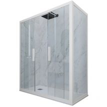 Eck-Duschkabine in pvc 80x150 Klarglas Matt-Weiß Glam Duo