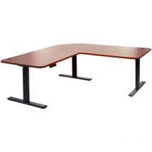 Hegele - Eck-Schreibtisch HHG-772, Bürotisch Computertisch elektrisch höhenverstellbar 178x178cm 84kg mvg natur, schwarz