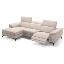 Sofanella - Stoff Ecksofa amaro Links Creme m: 297 Breite x 108 Tiefe Füße: Schwarz - Creme