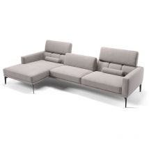 Sofanella - Stoff Ecksofa salerno Links Hellgrau s: 247 x 157 Breite x 97 Tiefe Füße: Matt-Schwarz - Hellgrau