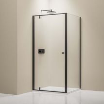 Eckdusche Bernstein NT604 flex Drehtür 6 mm Nano Klarglas Türelement 90 cm x Glas 80 cm Schwarz matt