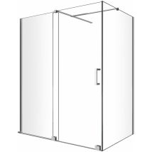 Eckduschkabine Mit Seitlichem Festen Paneel Und Vorderer Schiebetür Ohne Rahmen H 200 In Transparentem Chrom Cm 70 (68-70) X 130 (126-131)