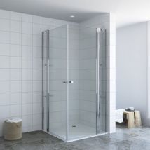 Eckeinstieg Duschkabine Drehtür Eckdusche mit Doppeltür Schwingtüren 6 mm Einscheiben-Sicherheitsglas (esg) mit Nano Beschichtung, Hebe-Senk-Funktion