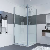 Duschkabine Eckeinstieg Duschabtrennung Nischen Pendeltür Duschwand mit Seitenwand aus 6mm Sicherheitsglas Glas für Badezimmer Schwingtür 90cm +