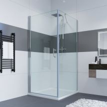 Duschkabine Eckeinstieg Duschabtrennung Nischen Pendeltür Duschwand mit Seitenwand aus 6mm Sicherheitsglas Glas für Badezimmer Schwingtür 100cm +