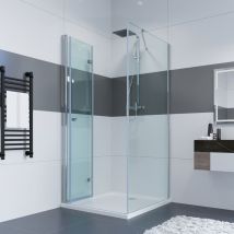 Duschkabine Eckeinstieg Falttür mit Seitenwand Duschabtrennung Pendeltür aus 6mm Sicherheitsglas Glas für Badezimmer Falttür 70cm + Seitenwand 70cm x