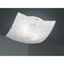 Eckige Led Deckenleuchte Dimmbar Glas Mit Modernem Dekor, Quadrat 30cm