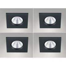 4er Set Ip65 Led Deckeneinbaustrahler Schwarz Eckig, Dimmbar, 8,5cm