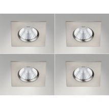 Trio Leuchten - 4er Set Ip65 Led Deckeneinbaustrahler Silber Matt Eckig, Dimmbar, 8,5cm