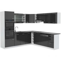 Vicco - Eckküche R-Line, Anthrazit Hochglanz/Weiß, 237 x 247 cm , ap Anthrazit