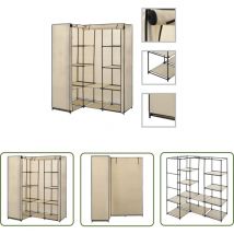 The Living Store Eckkleiderschrank Creme 130 x 87 x 169 cm - Eckkleiderschrank - Kleiderschrank - Garderobe - Textilschrank - Raumsparsamkeit