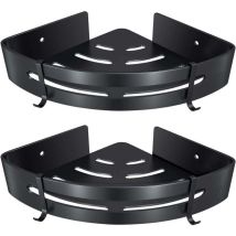 Eckregal Fürs Badezimmer, Duschregal Ohne Bohren, Selbstklebender Duschkorb Aus Aluminium Für Shampoo, Seife, Handtuch, Mit Haken (dreieckig, Schwarz,
